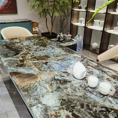 Mesa de chá jade azul